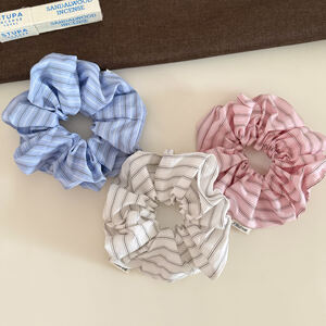 Simple Series Casual Solid Color Stripe Fabric Scrunchies h5 Picture3
