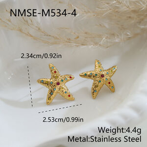 Romantic Series Daily Star Starfish Stainless Steel Waterproof Gold Color Stud Earrings h5