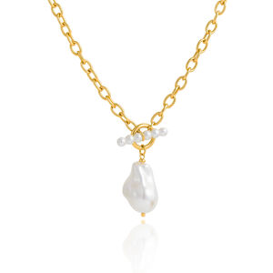 Romantic Series Elegant Irregular Shape Chain Stainless Steel Waterproof Gold Color Women's Beaded Necklaces h5 Picture5