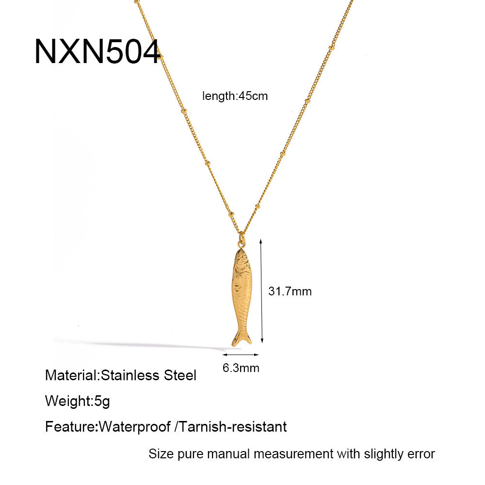 Collana Con Pendente Da Donna Simple Series Casual Dalla Forma Irregolare A Sirena, In Acciaio Inossidabile Impermeabile Color Oro.