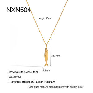 Collana Con Pendente Da Donna Simple Series Casual Dalla Forma Irregolare A Sirena, In Acciaio Inossidabile Impermeabile Color Oro. h5