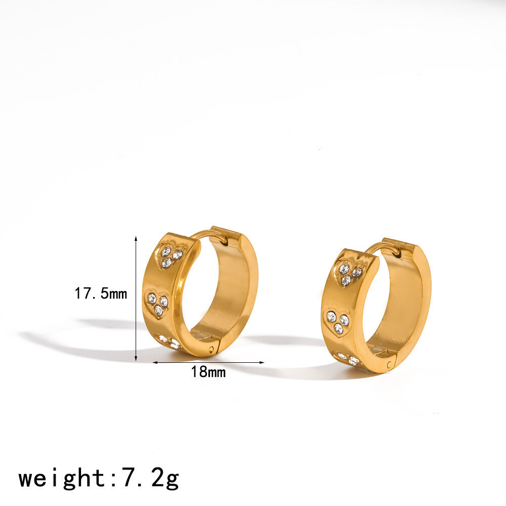 Orecchini A Cerchio Da Donna Classic Series Daily Con Forma Geometrica, In Acciaio Inossidabile, Impermeabili, Color Oro E Strass. 