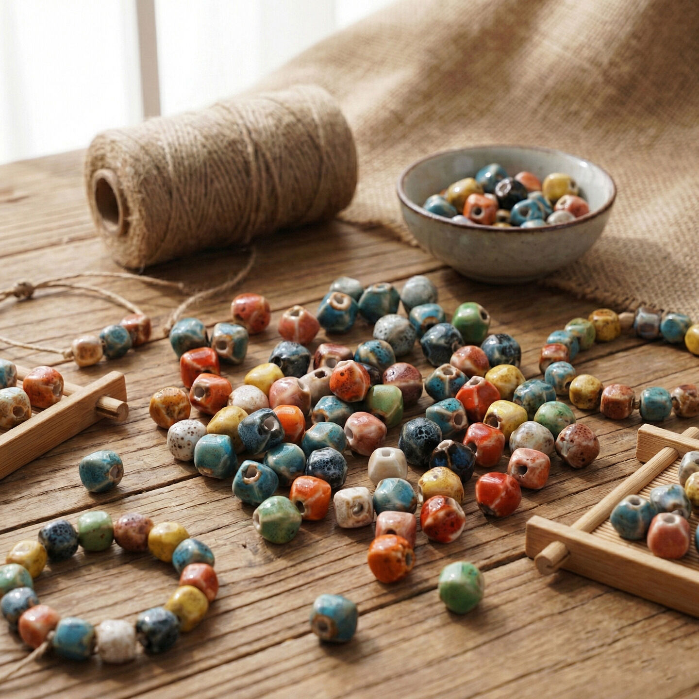 Simple Series Diy Irregular Shape Gradient Color Ceramics Beads