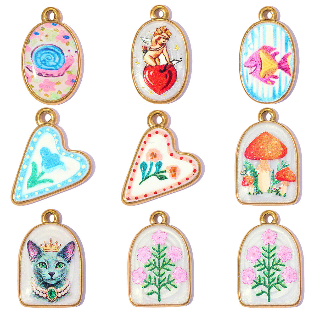 Romantic Series Sweet Heart Animal Stainless Steel Waterproof Gold Color Women's Pendants