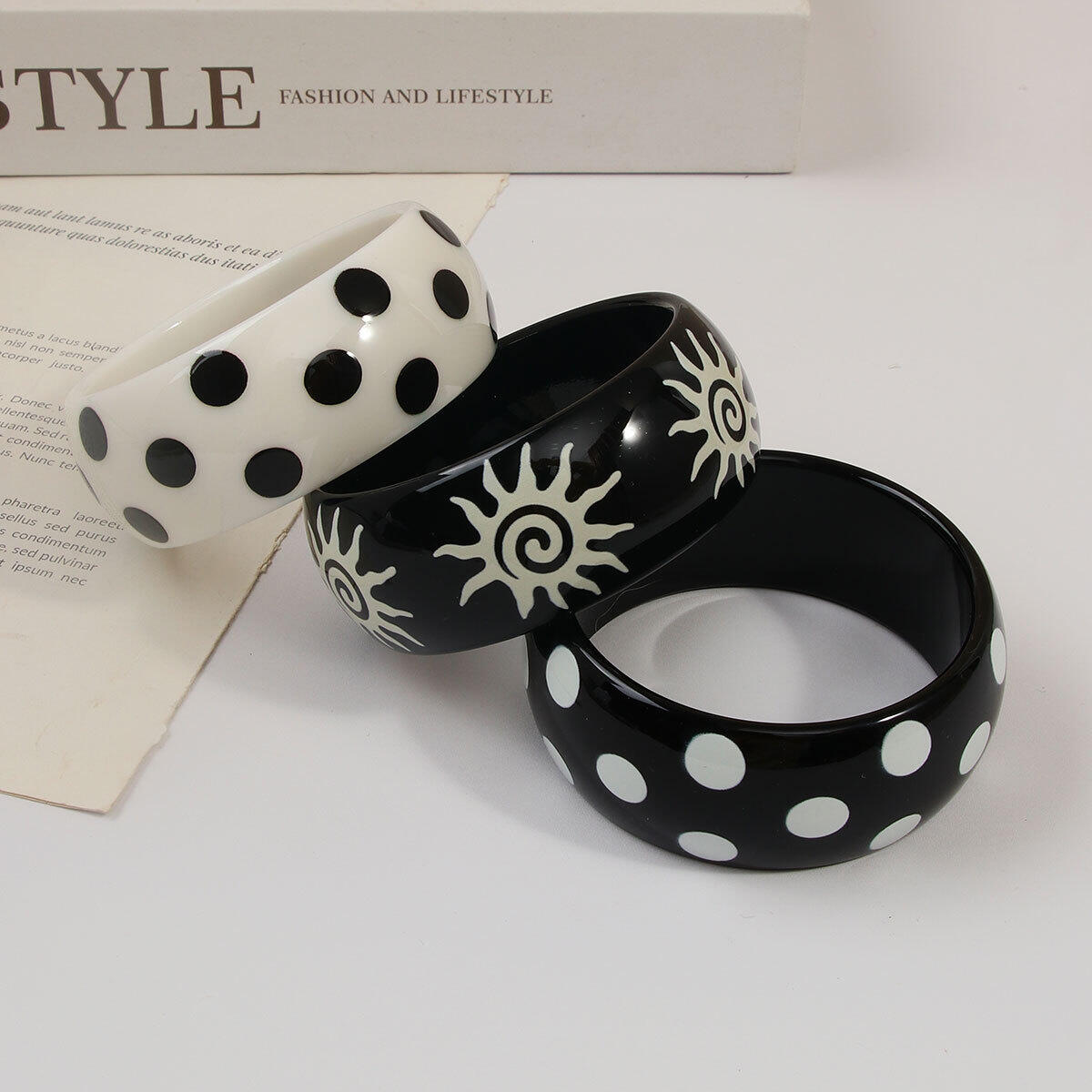Punk Sun Polka Dots Pattern Resin Women's Bangles