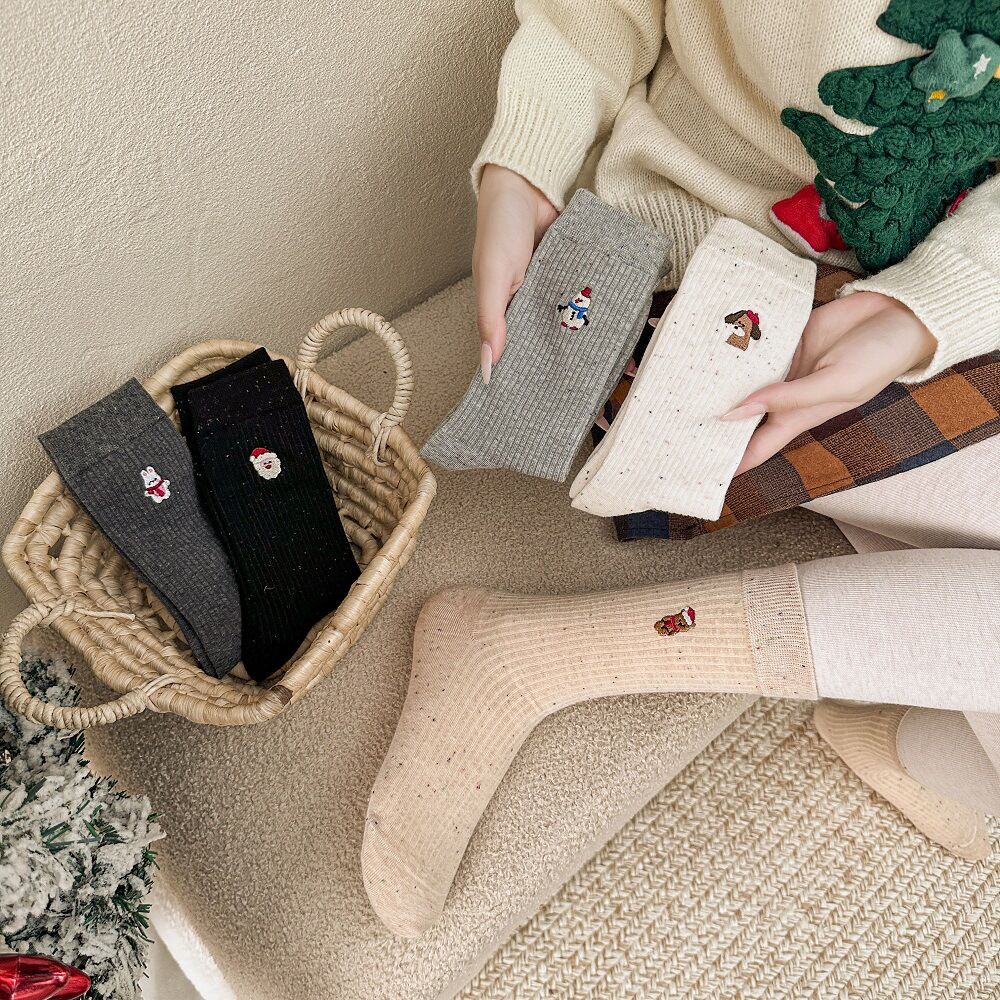 Chaussettes De Noël Unies Basiques Mi-Mollet h5 Image3