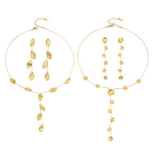 Boucles D'Oreilles Pendantes Pour Femme, Motif Patchwork De Feuilles, En Acier Inoxydable, Couleur Or, Collection Simple Series Vacation. h5 Image5