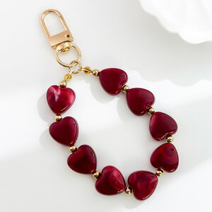 Romantic Series Simple Heart Solid Color Beads Gradient Color Resin Phone & Bag Chain h5