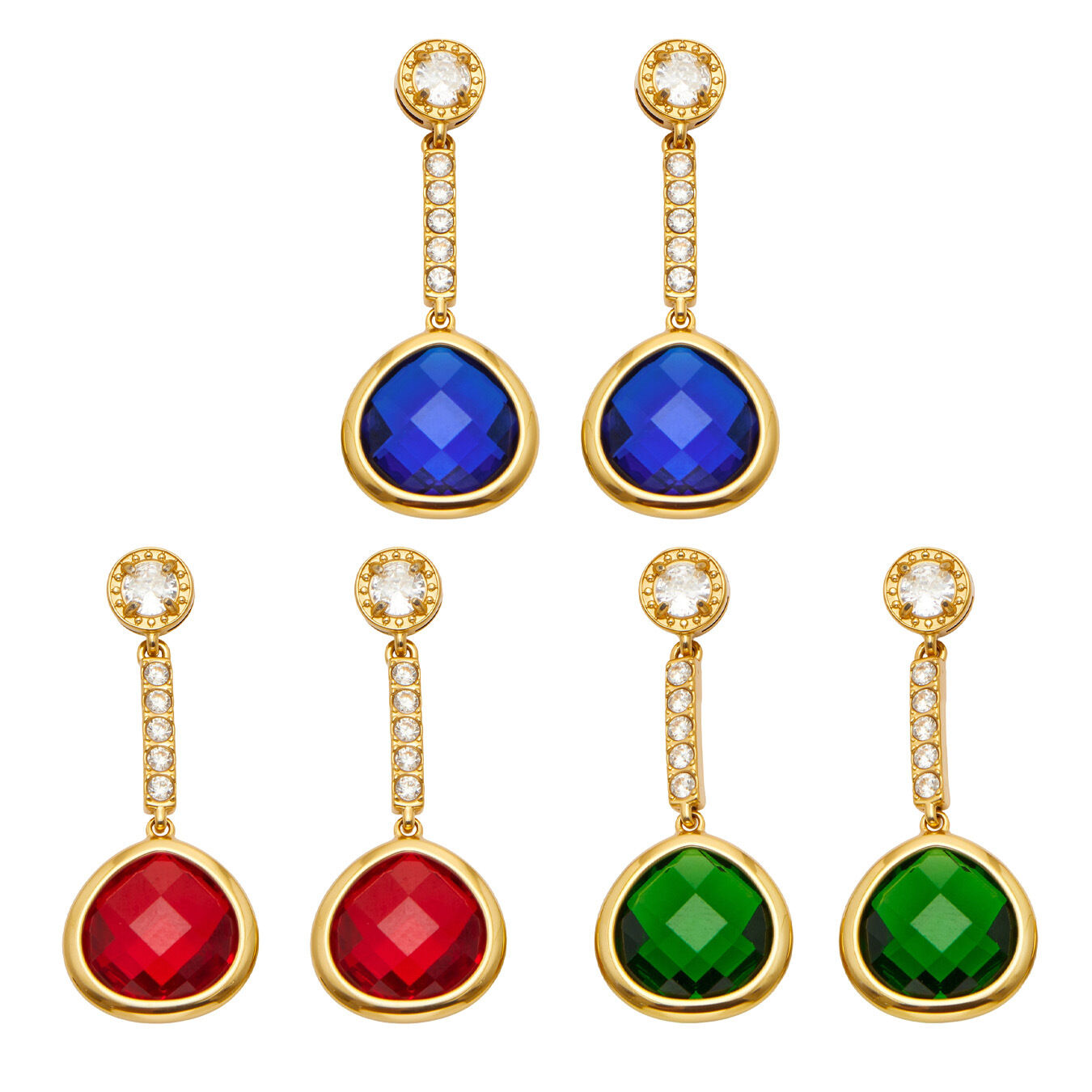 Luxurious Series Simple Circle Stainless Steel Gold Color Zircon Glass Women's Drop Earrings h5 Picture4