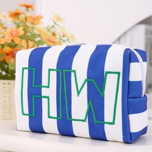 Bolsas De Maquillaje De Lona De Colores Variados Con Rayas Y Letras De La Serie Simple. h5 Imagen2