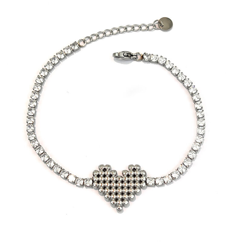 Simple Series Heart Stainless Steel Waterproof   Gold Color  Rhinestone Women's Chain Bracelets Picture4