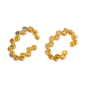 Bagues De Luxe Pour Tous Les Jours, Forme Irrégulière, Couleurs Assorties, Acier Inoxydable, Étanches, Couleur Or, Zircon. h5 Image5