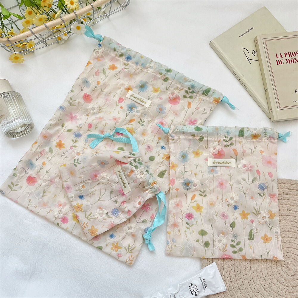 Serie Romantica: Sacchetti Regalo In Cotone Con Fiori Dolci Per Gioielli h5 