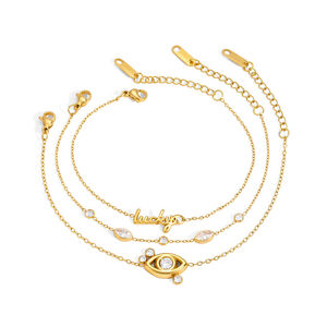 Simple Series Elegant Devil's Eye Stainless Steel Waterproof Zircon Women's Charm Bracelets h5 Picture5