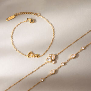 Simple Series Elegant Letter Chain Stainless Steel Waterproof Gold Color Zircon Women's Charm Bracelets h5 Picture3
