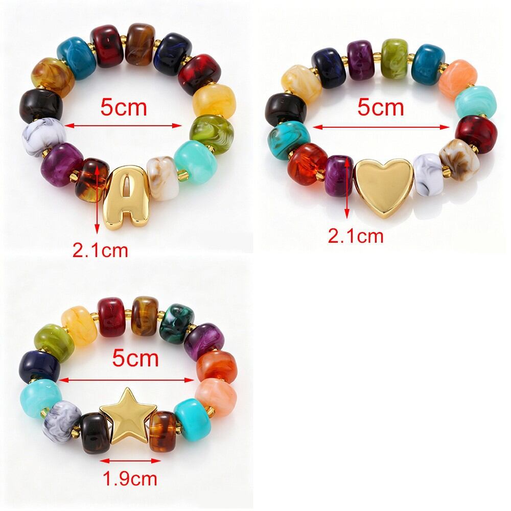 Romantic Series Daily Letter Beads Resin   Gold Color  Women's Beaded Bracelets Picture4