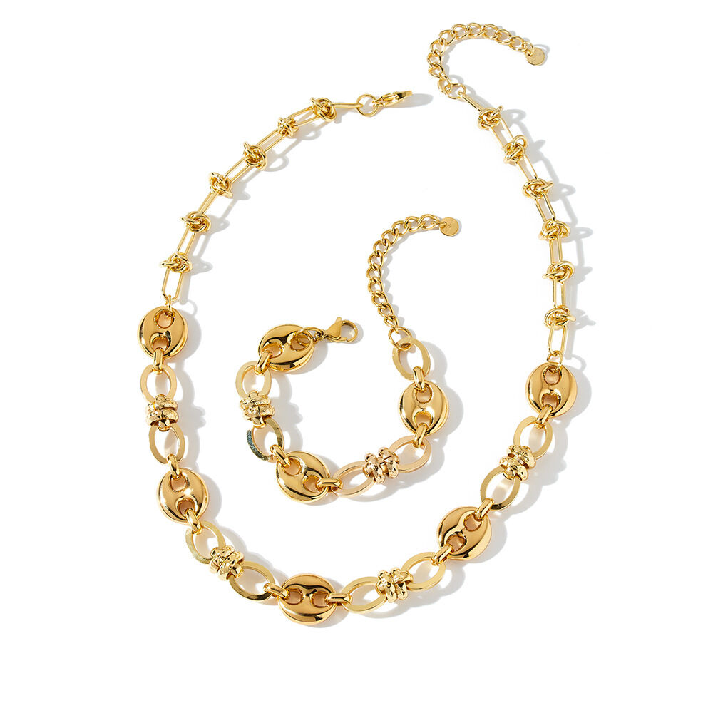 Simple Series Retro Irregular Shape Patchwork Chain Stainless Steel Waterproof   Gold Color  Women's Chain Necklaces 2