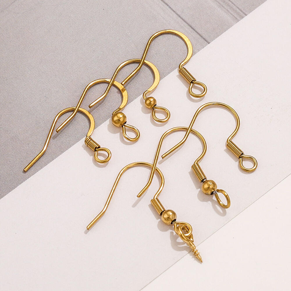 Solid Color Stainless Steel Gold Color Earrings Findings h5Picture5