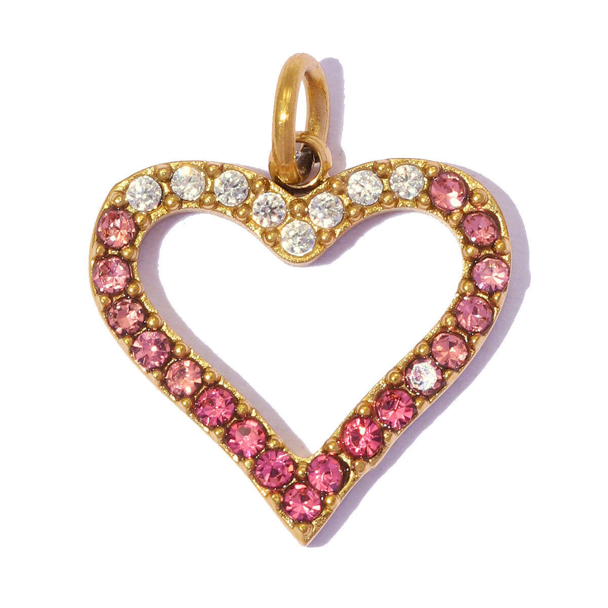 Ciondoli da donna Simple Series a forma di cuore e stella in acciaio inossidabile, impermeabili, color oro, con strass. 2