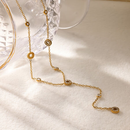 Romantic Series Circle Stainless Steel Waterproof Gold Color Women's Pendant Necklaces