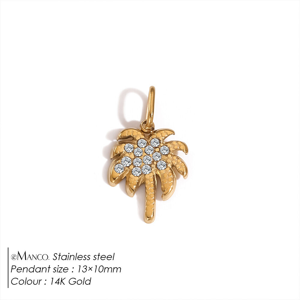 Classic Series Diy Leaf Plant Stainless Steel Waterproof   Gold Color  Women's Pendants 