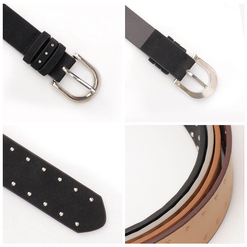 Simple Series Casual Solid Color Rivet Premium Quality Pu Leather Belt h5 Picture4