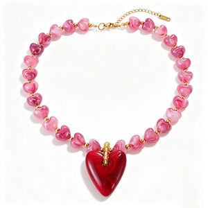 Collares De Resina Con Cuentas En Forma De Corazón De La Serie Romántica Para Mujer. h5