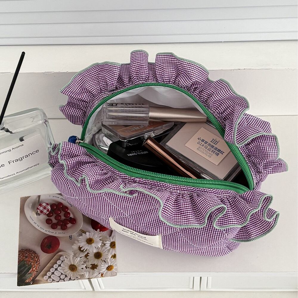 Bolsas De Maquillaje De Algodón Con Estampado A Cuadros Sencillos De La Serie Sweet Plaid h5Imagen2