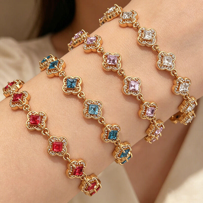 Romantische Serie Sweet Flower Roestvrijstalen Waterdichte Damesarmbanden Met Zirkonia h5Afbeelding2