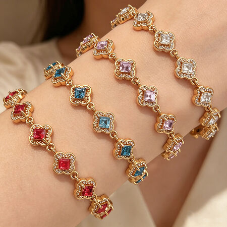 Romantic Series Sweet Flower Stainless Steel Waterproof Zircon Women's Chain Bracelets 2