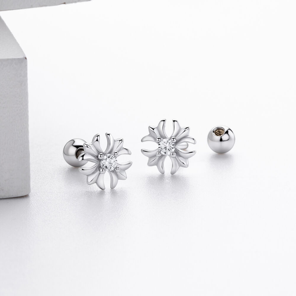 Boucles D'Oreilles Élégantes Pour Femmes, De Forme Géométrique Irrégulière, Plaquées Rhodium, En Argent Sterling 925. h5Image3