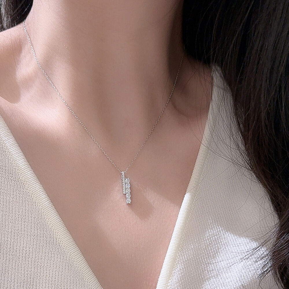 Simple Series Elegant Patchwork 925 Sterling Silver Color Rhodium Plating  Women's Moissanite   Necklaces h5 Picture3