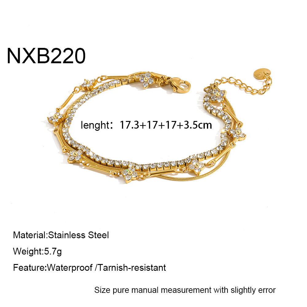 Pulseras De Cadena Para Mujer, Elegantes Y Románticas, Con Forma Irregular De Flor, De Acero Inoxidable, Impermeables Y De Color Dorado. 