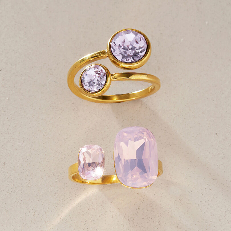 Luxurious Series Sweet Irregular Shape Stainless Steel Waterproof   Gold Color  Zircon Women's Gemstone Rings h5 Picture3