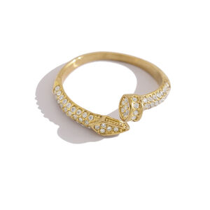 Geometric Shape Stainless Steel Waterproof Gold Color Rhinestone Women's Gemstone Rings h5 Picture4