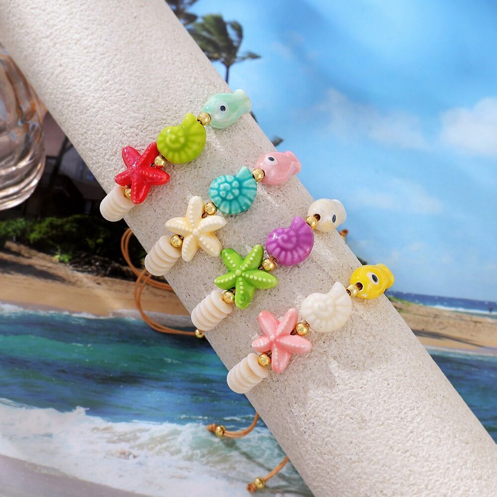 Pulseras Trenzadas De Cerámica Con Forma De Pez, Estilo Oceánico, Para Mujer. Imagen3