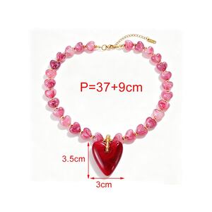 Collares De Resina Con Cuentas En Forma De Corazón De La Serie Romántica Para Mujer. h5 Imagen5