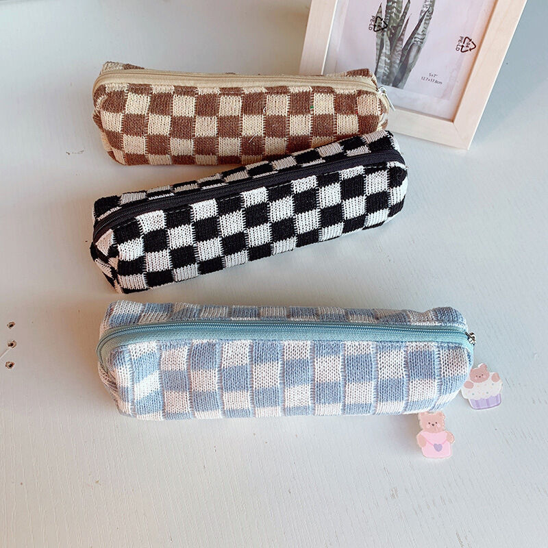 Estuches Para Bolígrafos De Imitación De Piel A Cuadros De Colores Variados, Estilo Casual Y Sencillo. h5Imagen3
