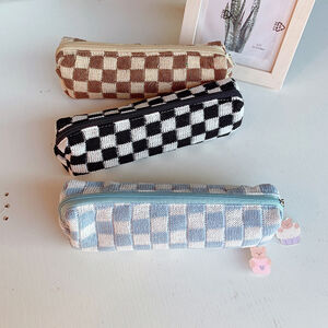 Estuches Para Bolígrafos De Imitación De Piel A Cuadros De Colores Variados, Estilo Casual Y Sencillo. h5 Imagen3
