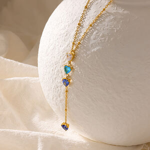 Heart Stainless Steel Waterproof Gold Color Zircon Women's Pendant Necklaces h5 Picture2