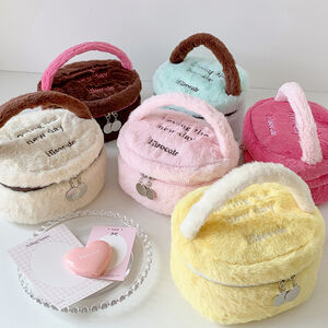 Bolsas De Maquillaje De Piel Sintética De Colores Variados De La Serie Simple Sweet Letter h5 Imagen2