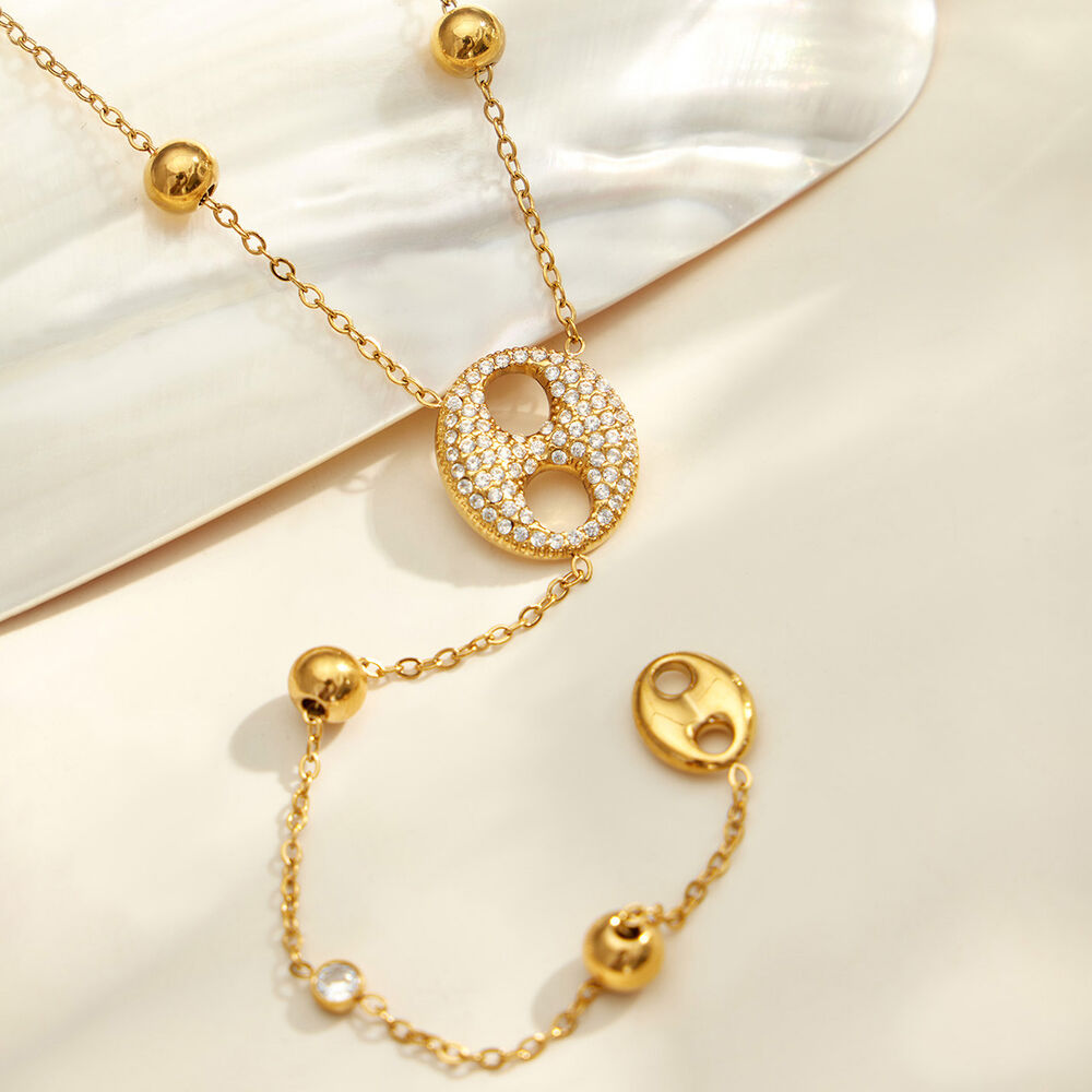 Colliers Pendentifs Pour Femmes, Collection Luxe, Forme Irrégulière, Chaîne En Acier Inoxydable Étanche Couleur Or h5Image2