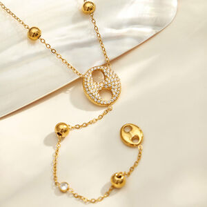 Colliers Pendentifs Pour Femmes, Collection Luxe, Forme Irrégulière, Chaîne En Acier Inoxydable Étanche Couleur Or h5 Image2