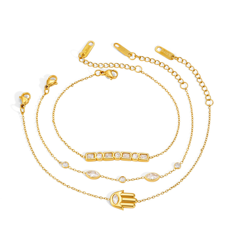 Simple Series Daily Irregular Shape Chain Stainless Steel Waterproof Gold Color Zircon Women's Charm Bracelets h5Picture5