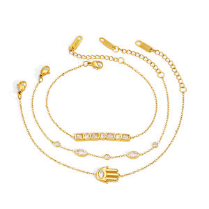 Simple Series Daily Irregular Shape Chain Stainless Steel Waterproof Gold Color Zircon Women's Charm Bracelets h5 Picture5