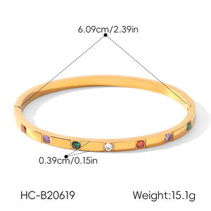 Luxury Series Daily Irregular Shape Ellipse Shape Stainless Steel Waterproof Gold Color Zircon Women's Bangles h5 Picture2