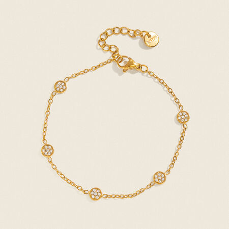 Braccialetti Da Donna Simple Series Daily Circle In Acciaio Inossidabile Impermeabile Color Oro Con Strass.