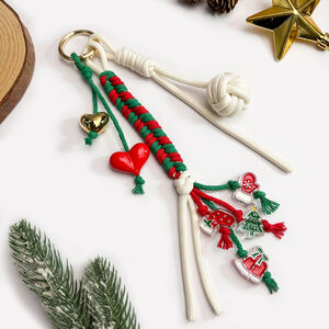 Simple Serisi Günlük Kullanım İçin Kalp Şeklinde Bükümlü Noel Püskülü Karışık Renkli Dokuma İp Çanta Süsleri h5