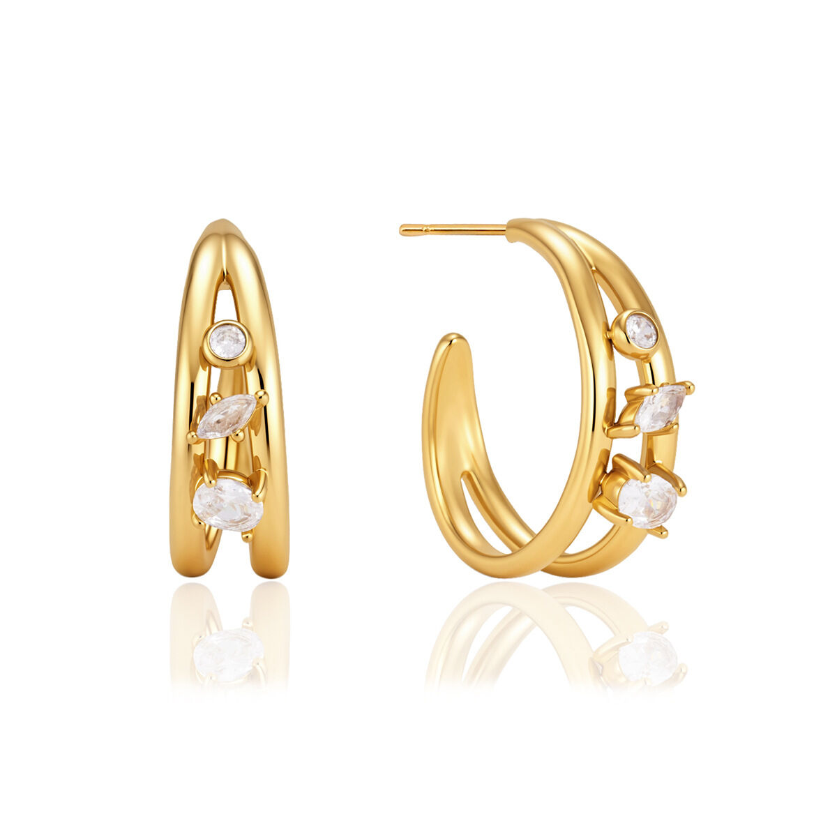Boucles D'Oreilles Puces Élégantes Pour Femmes, En Acier Inoxydable, Couleur Or, Forme Irrégulière, Collection Classique h5 Image4