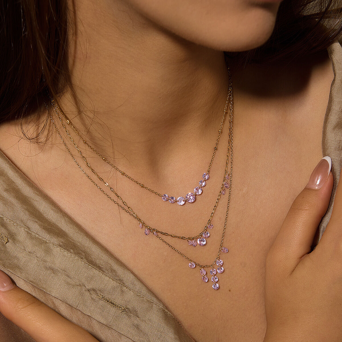 Collares Colgantes De Lujo Para Mujer, Elegantes, Con Borlas, De Acero Inoxidable, Resistentes Al Agua Y Color Dorado. h5 Imagen2